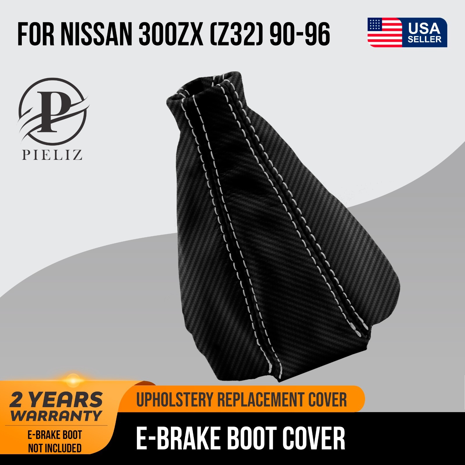 E Brake Boot Cover PVC Carbon for Nissan 300ZX (Z32) 90-96 White Stitch