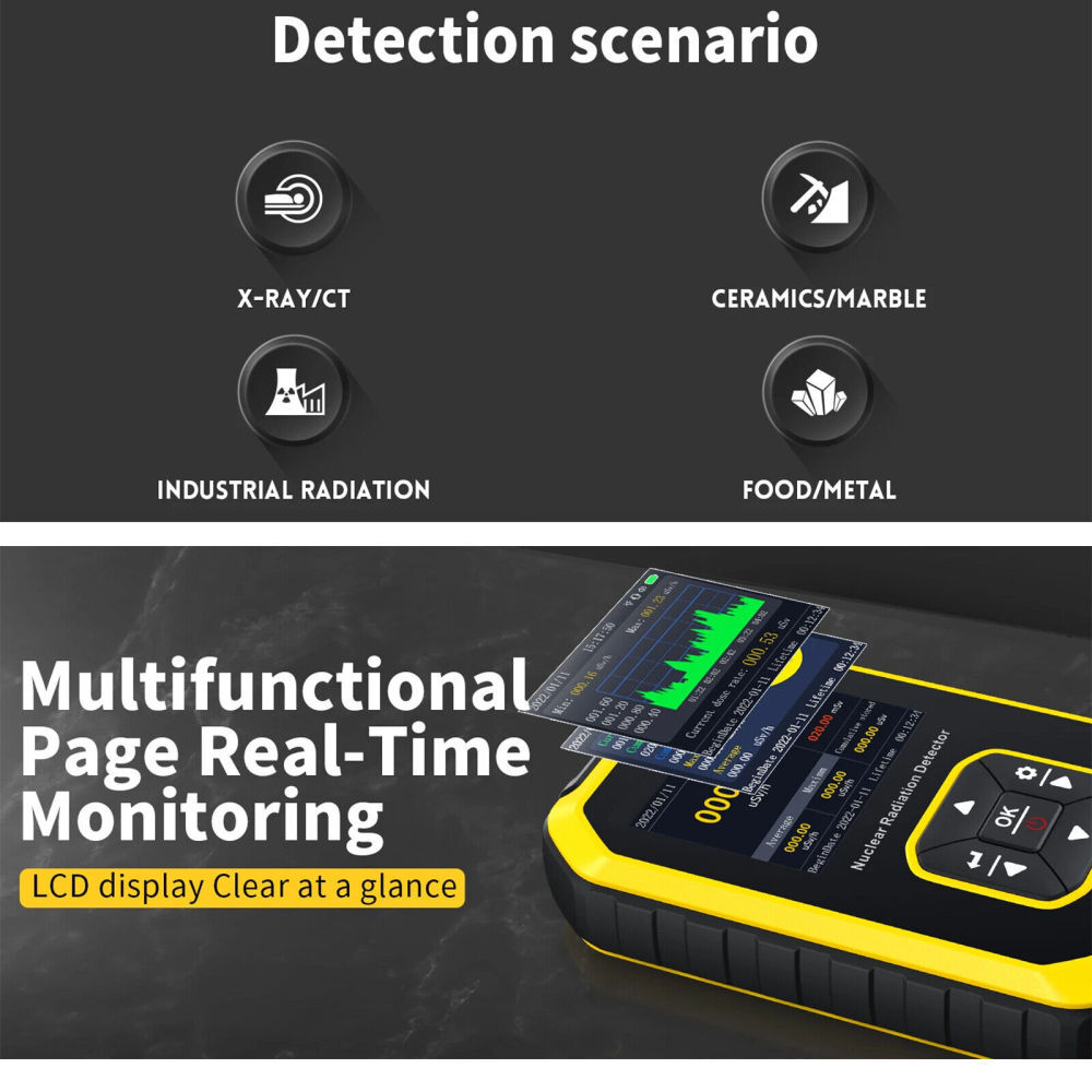 Nuclear Radiation Detector GM Geiger Counter β/γ/X-Ray Dosimeter Portable