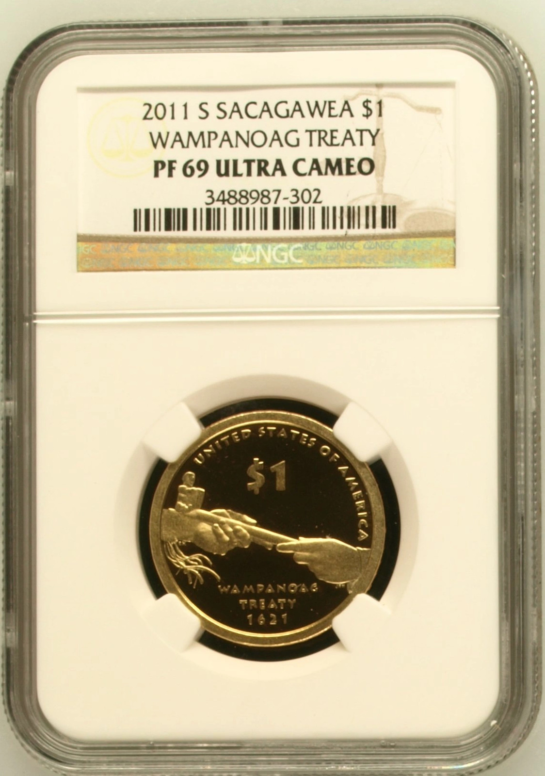 2011-S Proof Sacagawea Dollar NGC PF-69 ULTRA CAMEO - WAMPANOAG TREATY