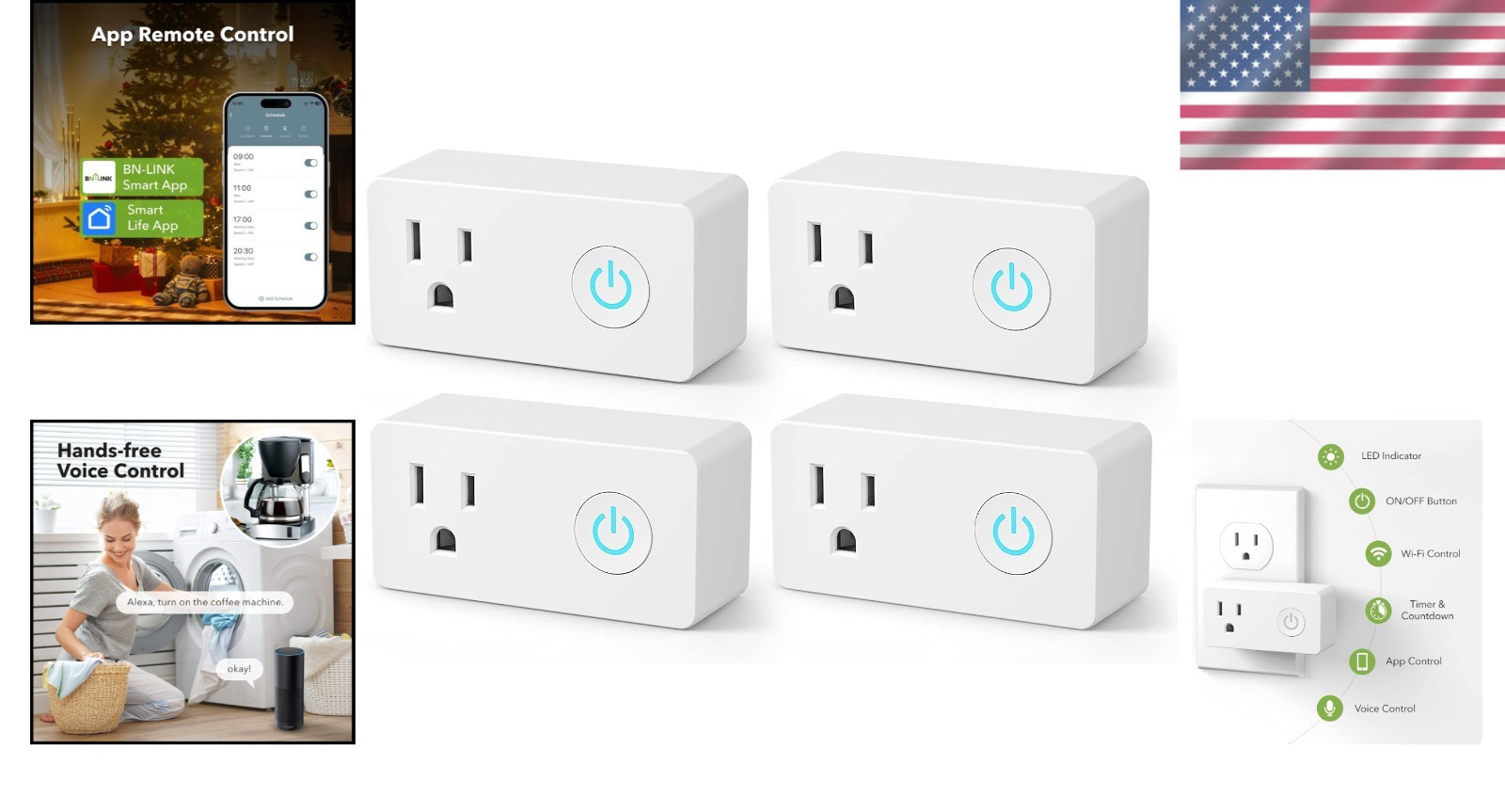 Listed WiFi Heavy Duty Smart Plug - Voice Control & App Control Available