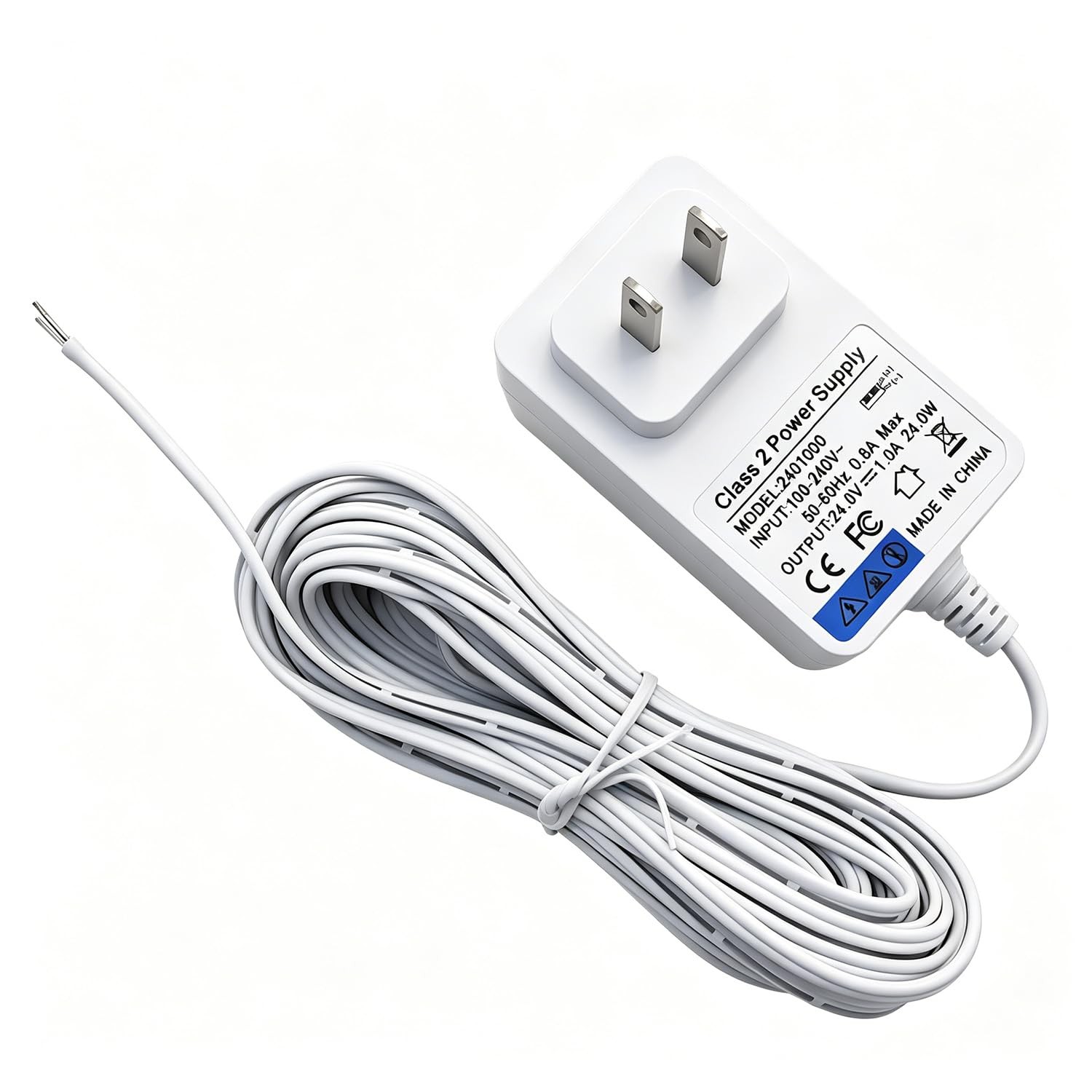 24V Doorbell Transformer, 32.8FT Extra Long Cable Power Adapter, -Wire Power ...