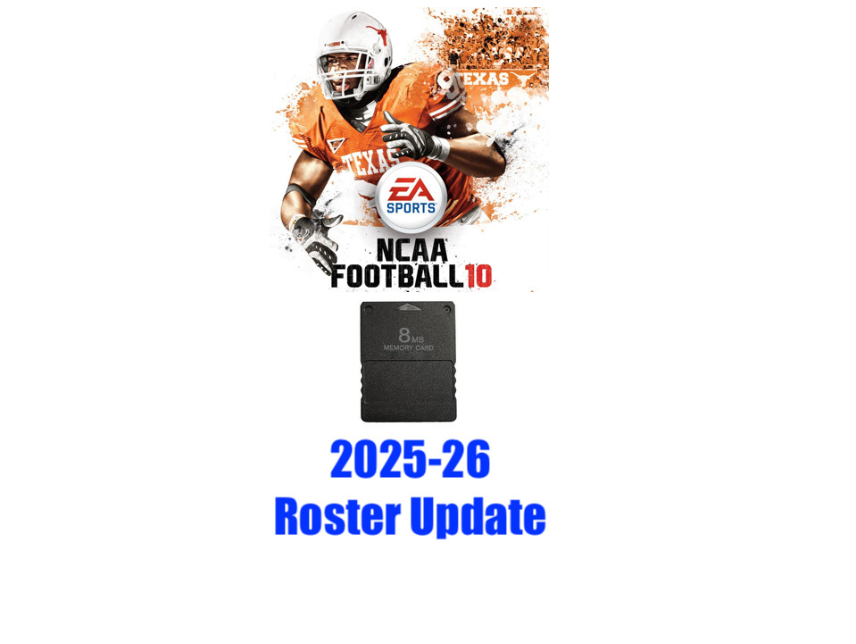 NCAA Football 10 2025-26 Roster Update Real Name  Memory Card PS2 PlayStation 2