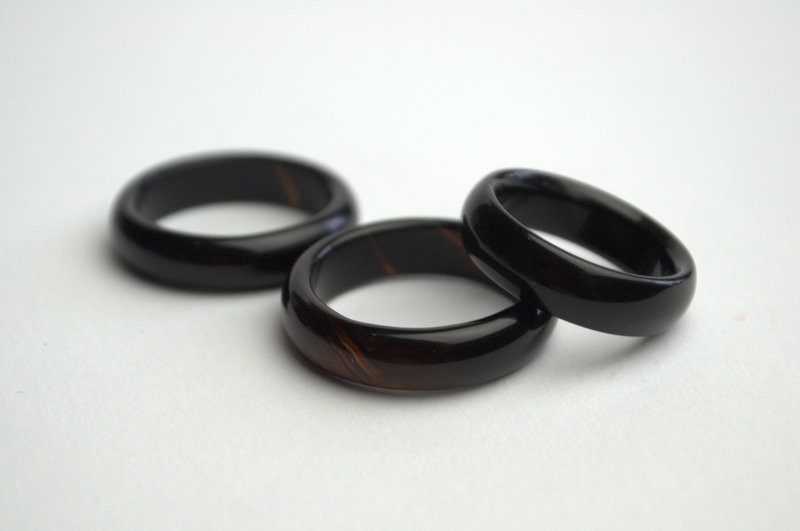 Natural black agate ring Black onyx agate jewelry Carved gemstone ring