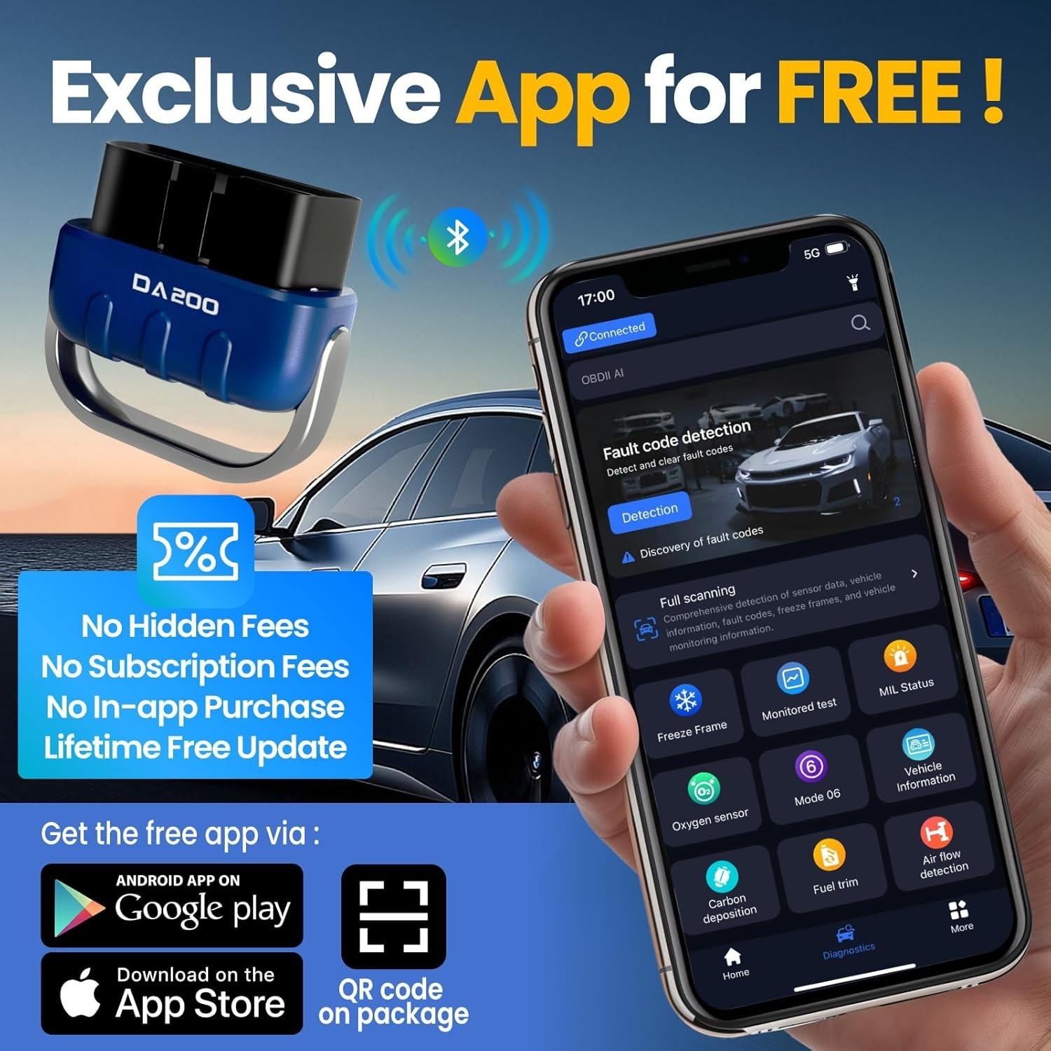 Bluetooth Wireless Car OBDII Scanner Code Reader AI Think OBD2 Diagnostic Tool