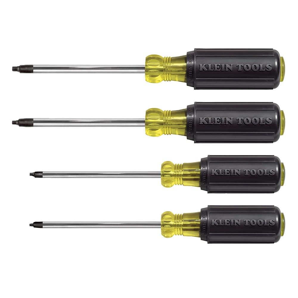 Klein Tools 4 Piece Square Recess Screwdriver Set With Cushion Grip Handles