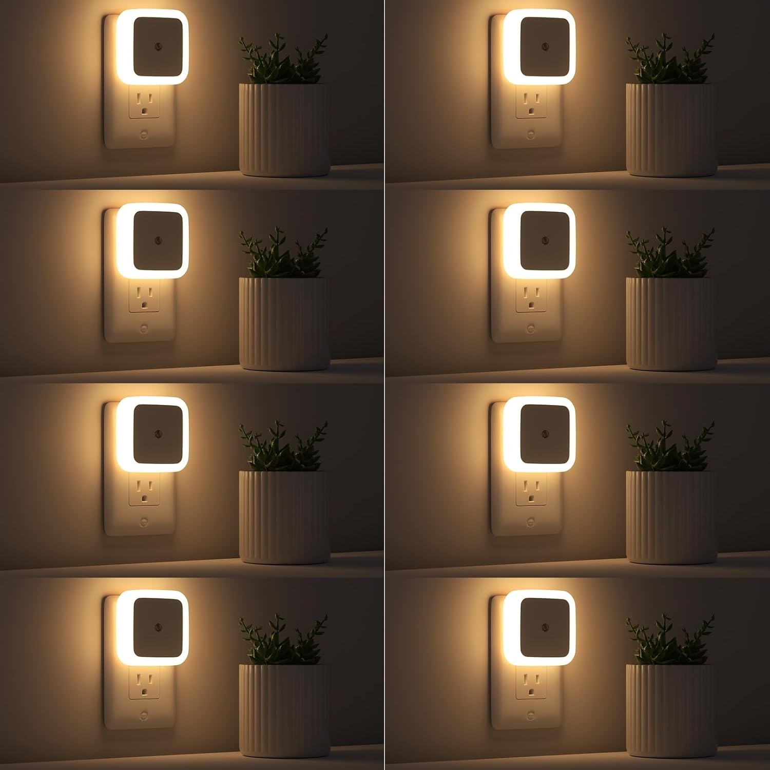 Automatic Dusk to Dawn Sensor Night Lights - 8 Pack Warm White Illumination