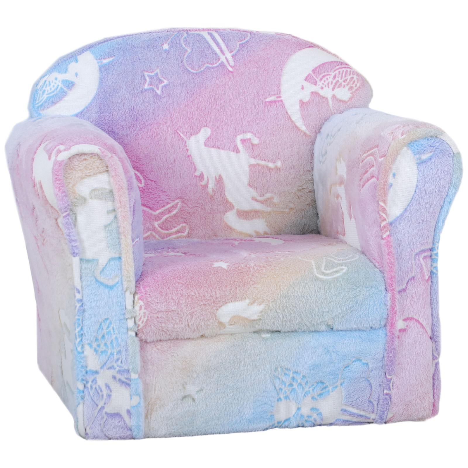 Kids Sofa Chair, Toddler Sofa with Glow in the Dark Fairy Design & Wooden Frame
