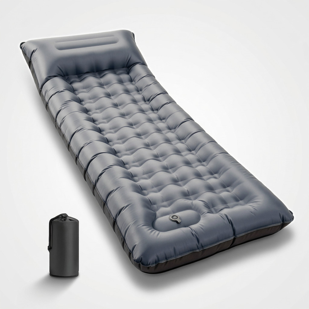 Camping Sleeping Pad 6in Thick Inflatable Mat Built-in Pump Backpacking Hiking