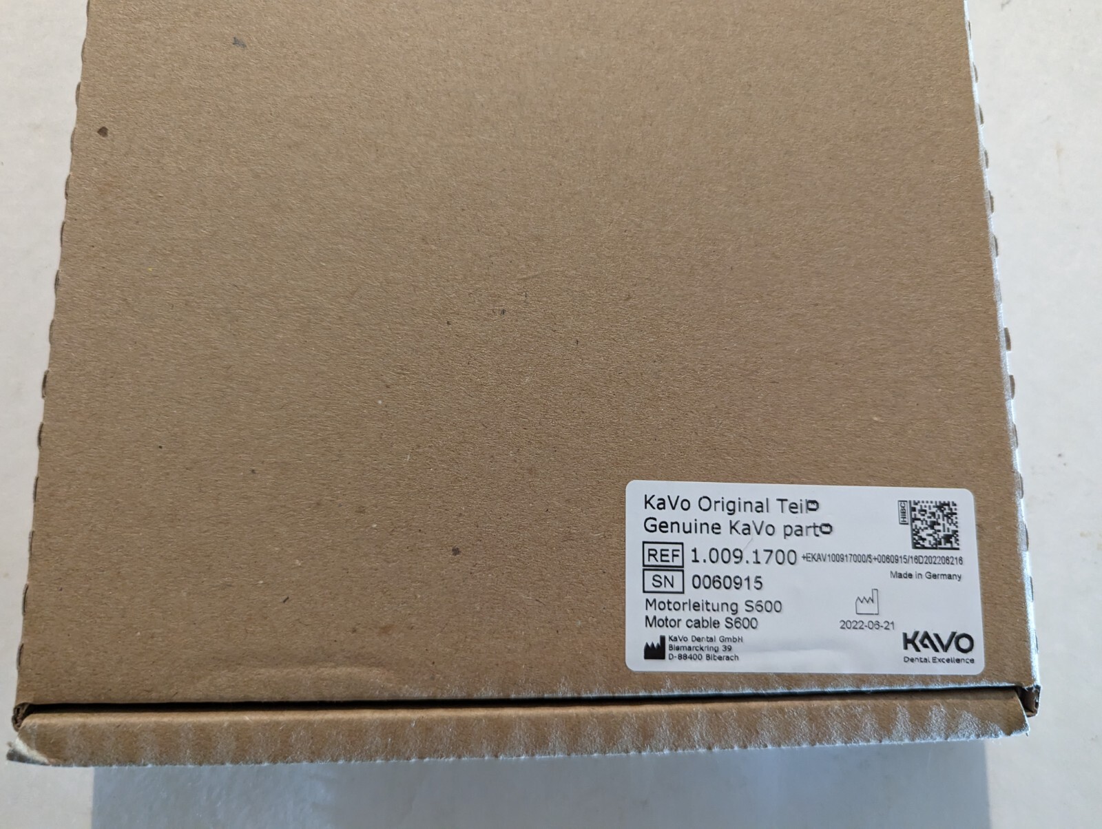 Kavo Electrical Cable for a Electrical Surgical Unit SN-0060915 Part# 1.009.1700