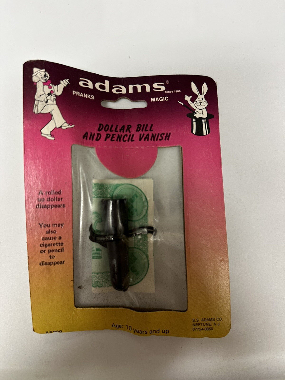 Adams Magic Dollar Bill & Pencil Vanish Magic trick NOS moc