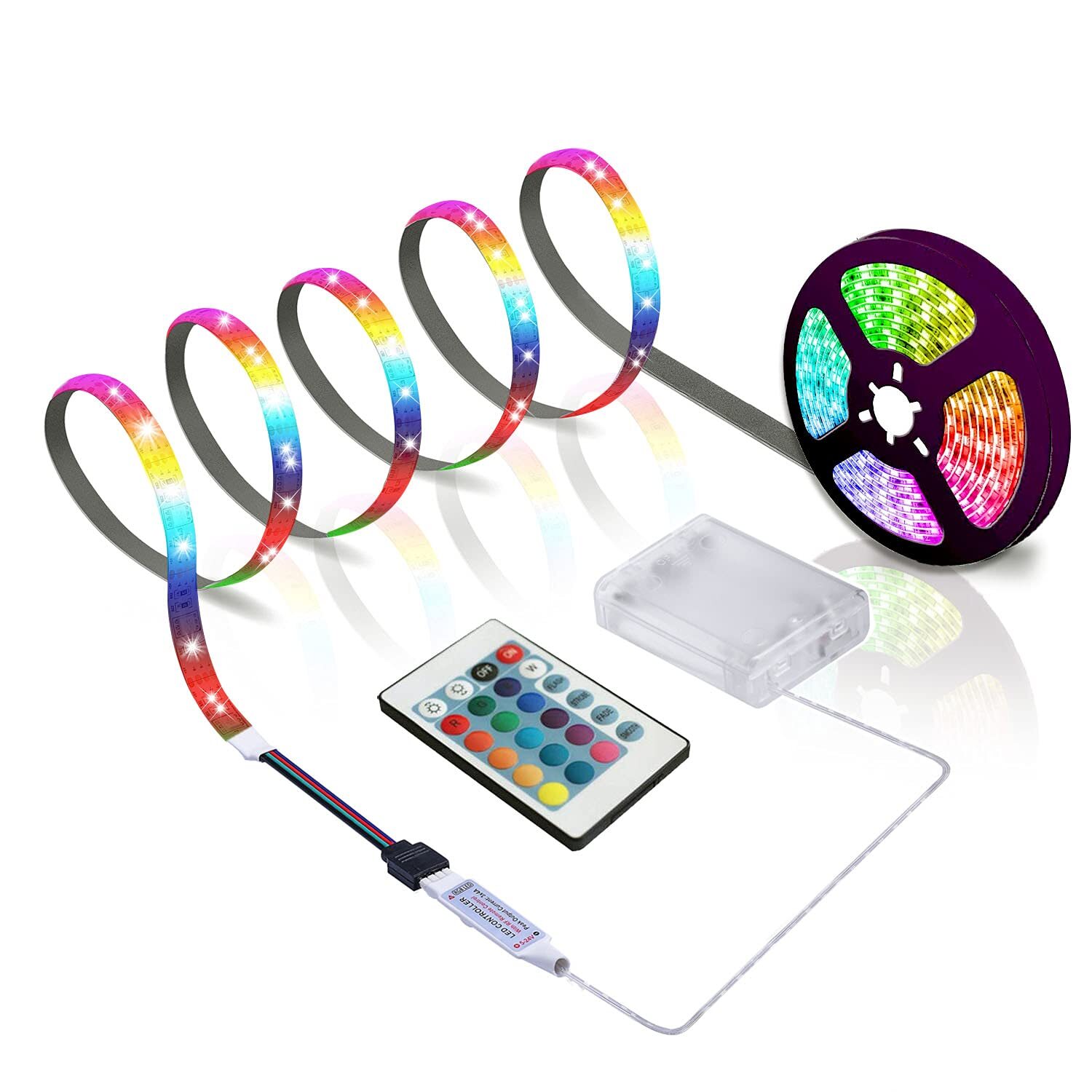 Led Strip With 24 Keys Remote Control 2m Battery Powered Strip Lights For Party