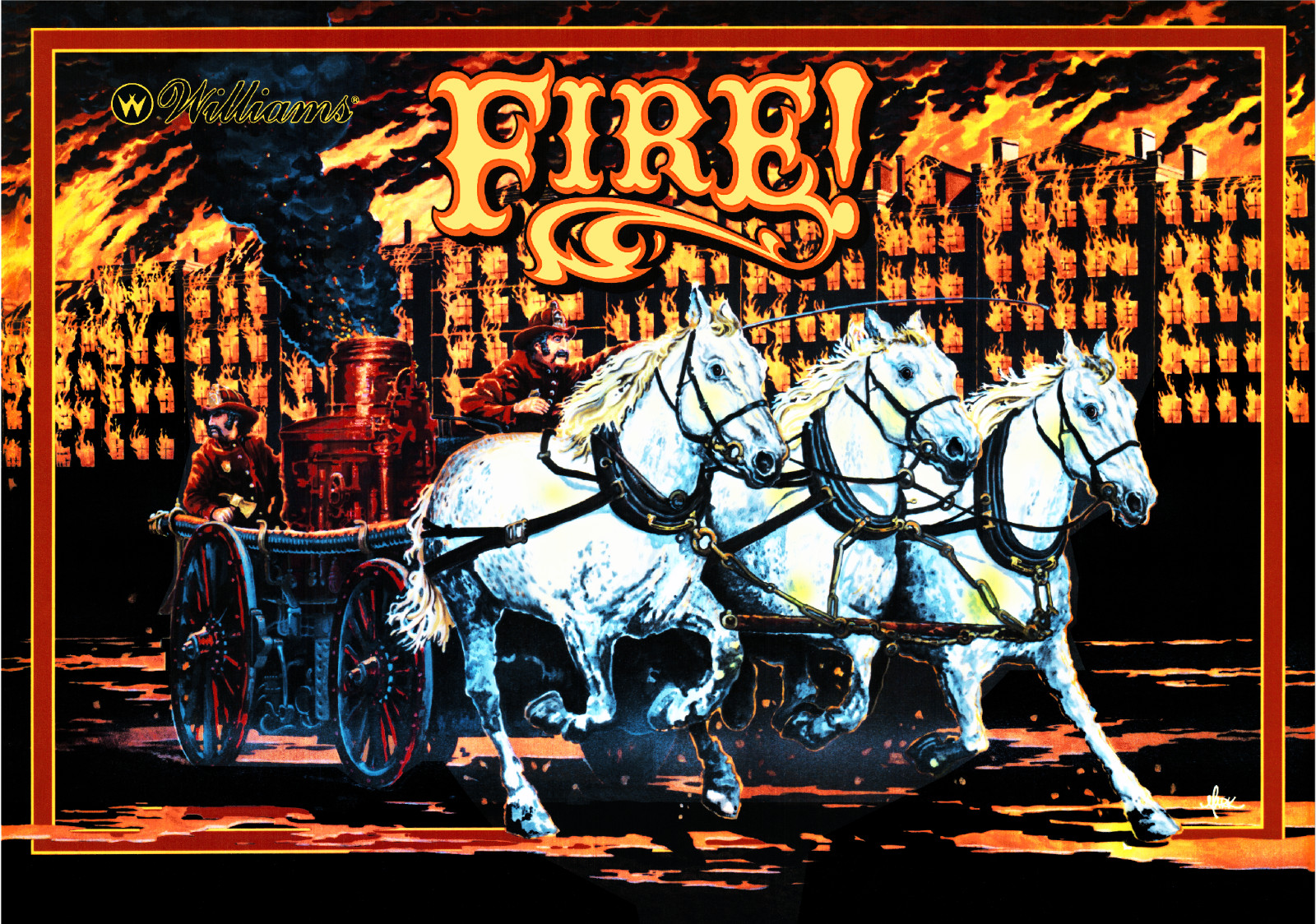 Williams FIRE! FIRE Champagne Edition Pinball Machine Translite AWESOME ARTWORK