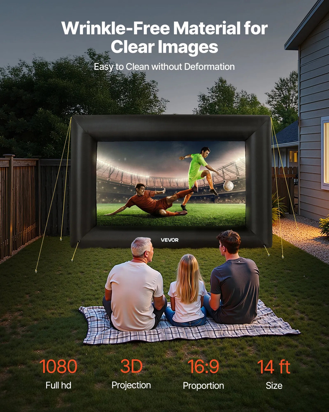 14FT Inflatable Projector Screen, Inflatable Movie Screen Outdoor with 120W Air