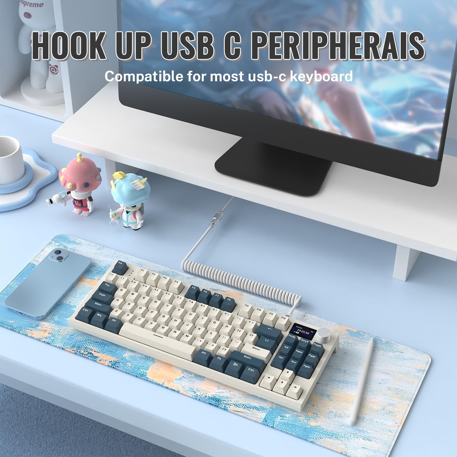 ATTACK SHARK CO4-C Coiled USB C Cable for Mechanical Keyboard with USB to USB...