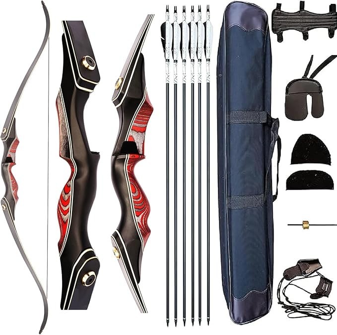 PMZ 60" Recurve Bow Set with Arrows 35lbs Archery Takedown Bow for Beginners