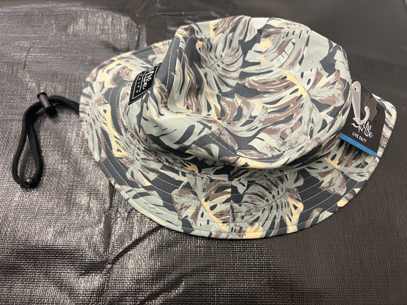 SALT LIFE Logo Hat Cap Bucket Tropical Camo Flat Brim Jungle Green Color NEW