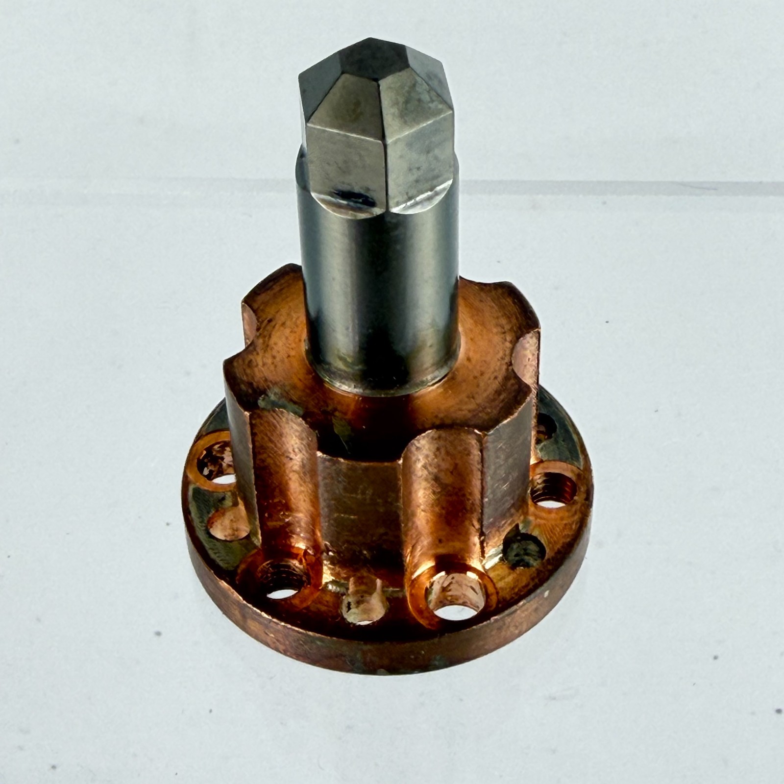 Lot of 5 Bronze/Copper Drive Couplings – 10‑Hole Flange – Machined Precision