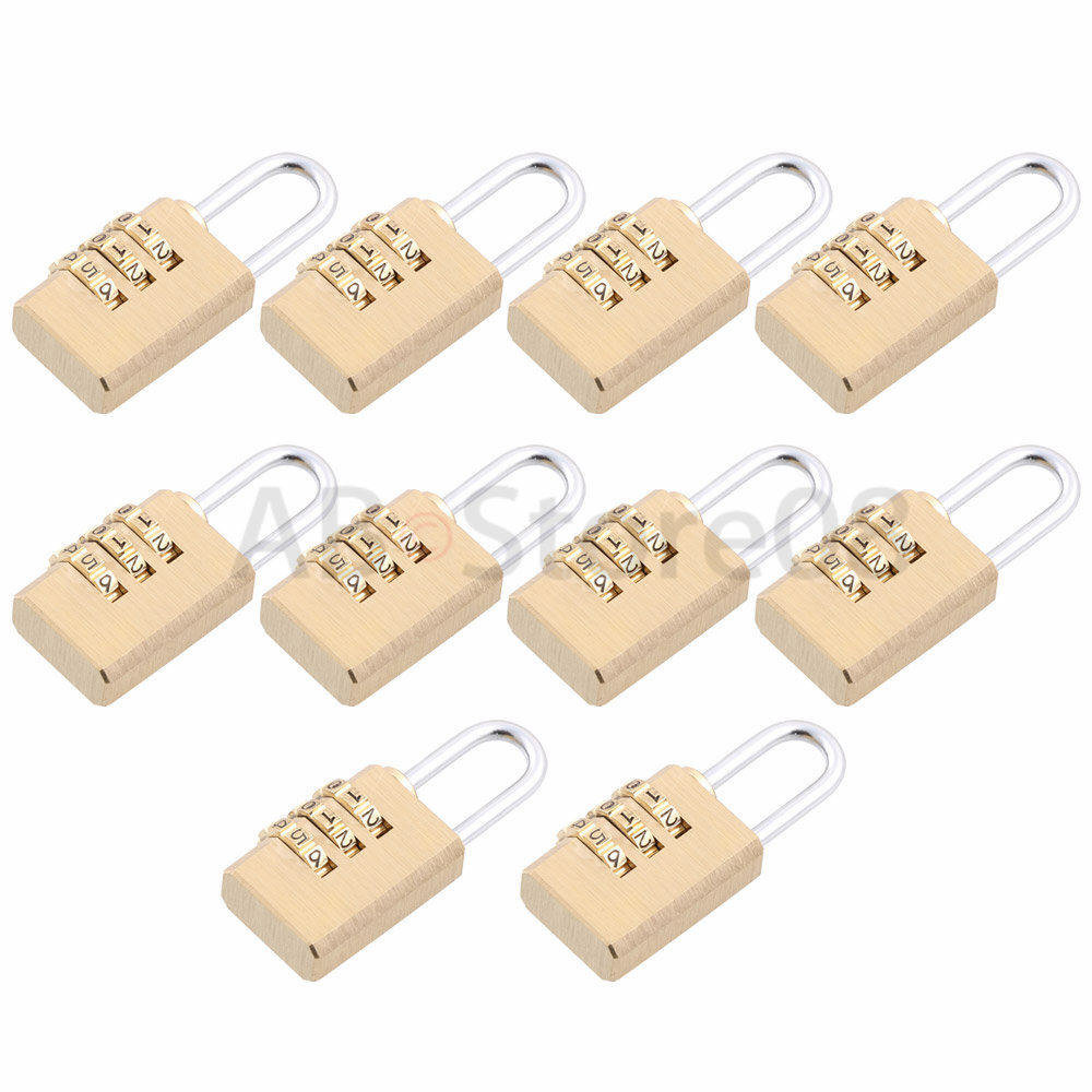10pcs 3-Digit Resettable Brass Password Lock Combination Padlock 53x21mm 3-S