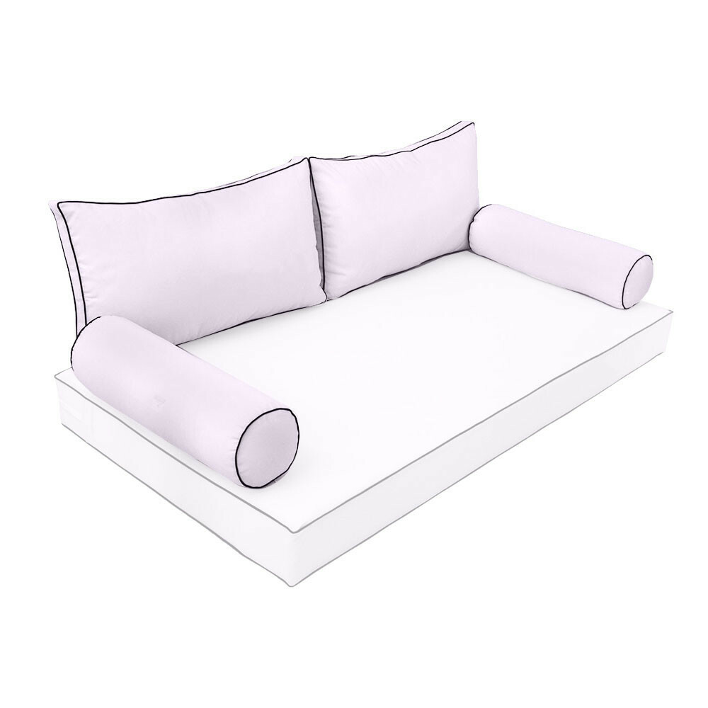 |SLIPCOVER ONLY| S2 Outdoor Bolster Back Pillow Covers Contrast Trim Crib AD107