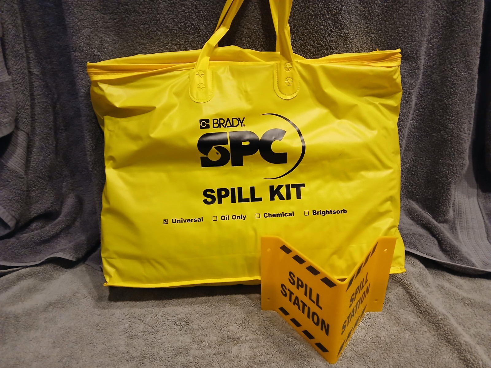 BRADY SPC SKA-PP Universal Portable Spill Kit with Spill Station sign