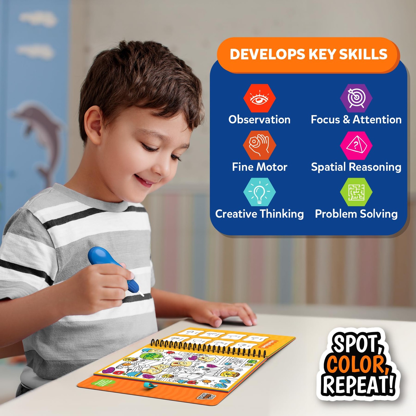 Reusable Search & Find Book - Water Spotter, Mess-Free, Fun Learning Activity...