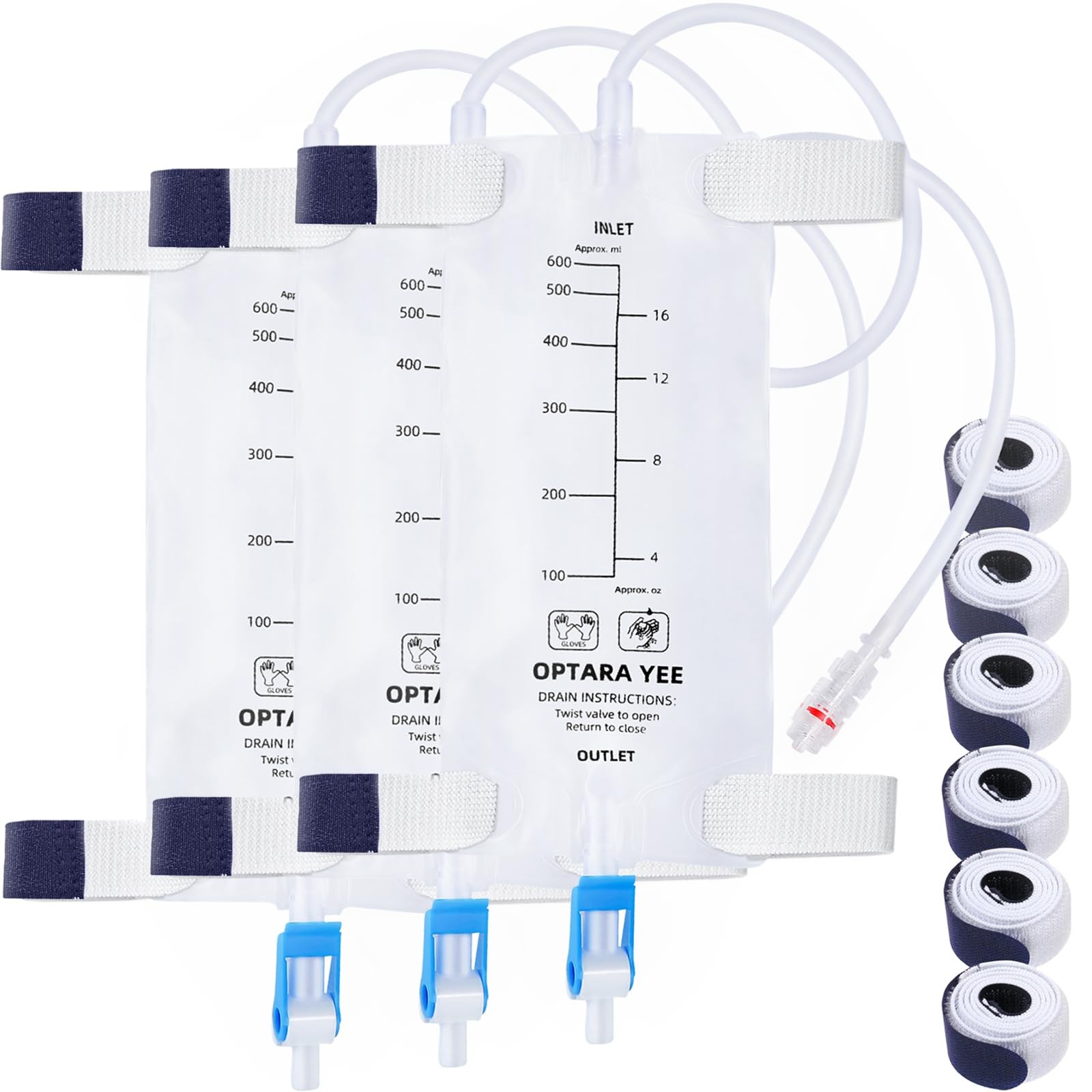 3 Pack 600ml Nephrostomy Bag with 24 Inch Soft Tube, Urine Drainage Bag Trans...