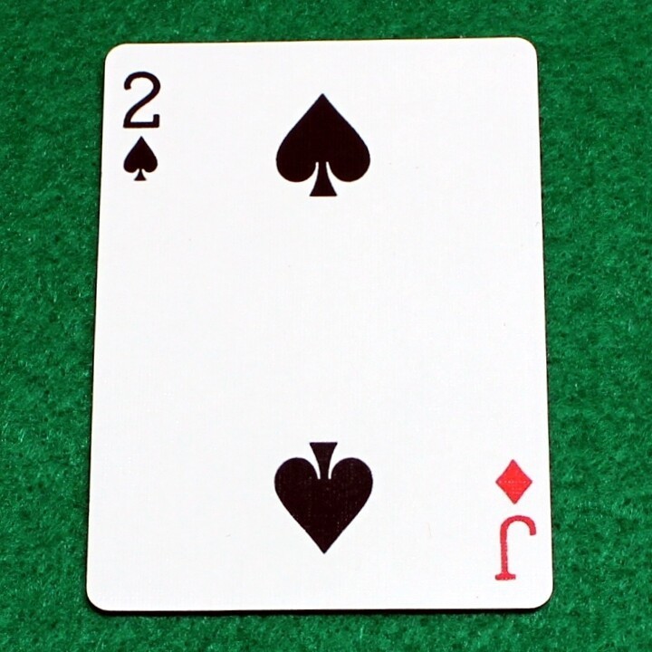 2 of Spades / Jack of Diamonds - Mis-Indexed, Bicycle Printed Gaff Card, Red