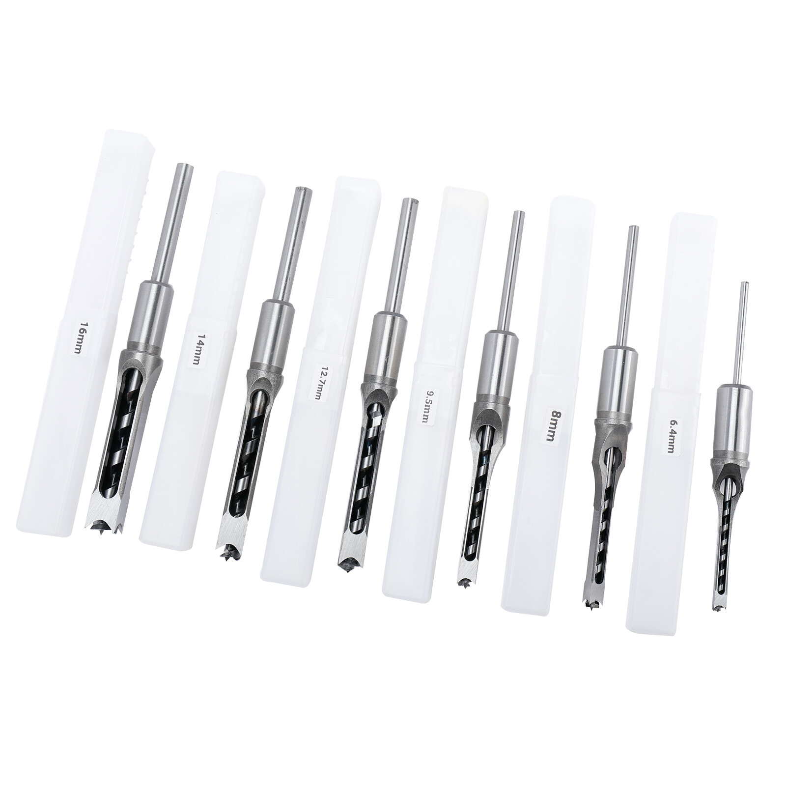 6Pcs Woodworking Square Drill Bits Set, HSS Wood Mortising Chisel Countersink