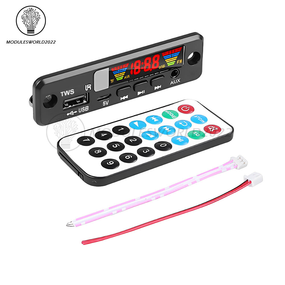 TWS Bluetooth 5.0 MP3 Decoder Board DC3.7-5V FM Radio MP3 Player Lossless Audio