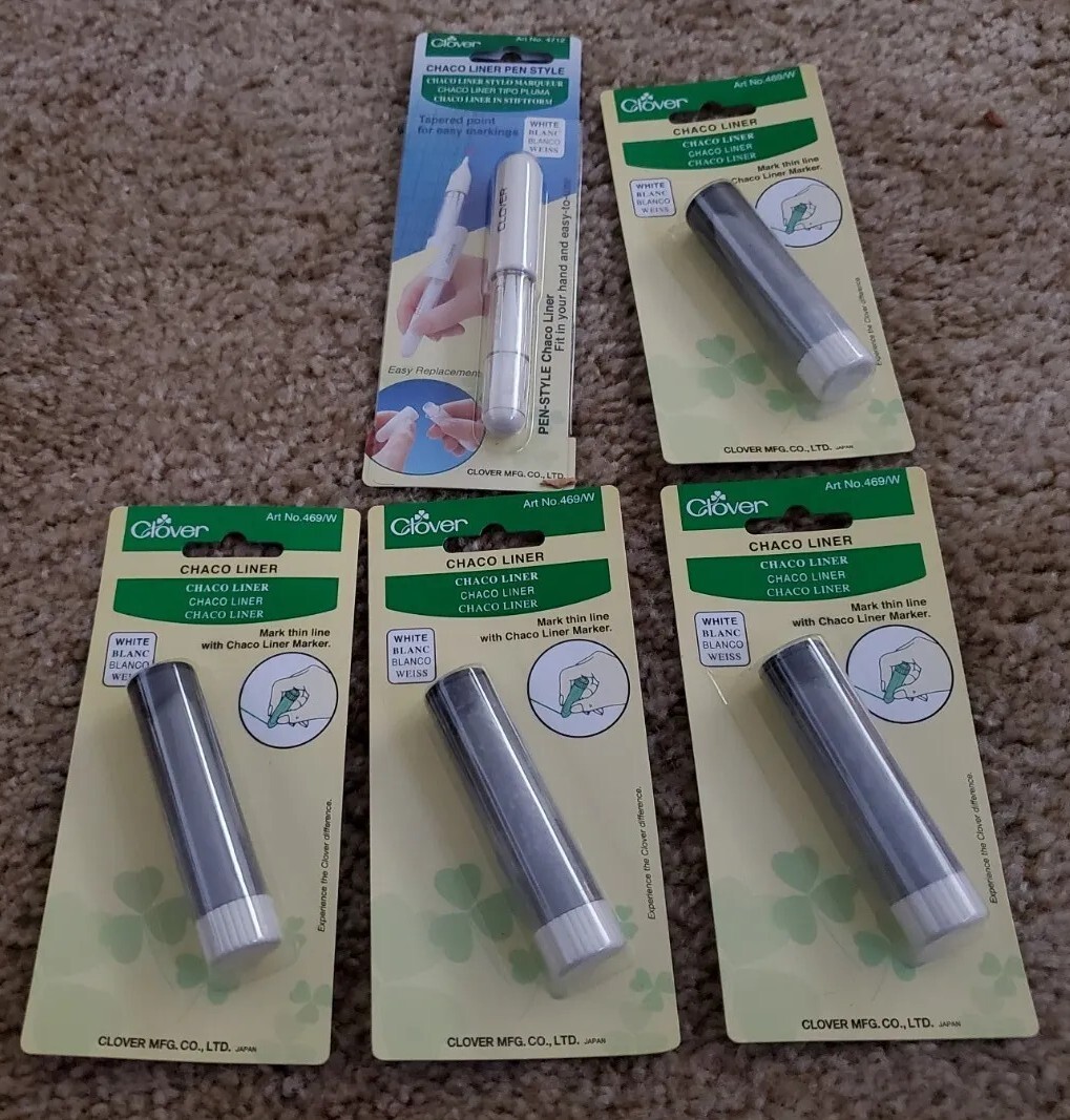Clover Chaco Liner Pen Style w/Tapered Point for Easy Markings ~WHITE~ #4712