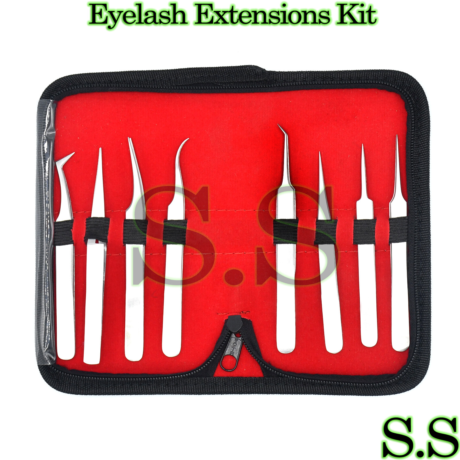 Eyelash Tools: Eyelash Extensions Jeweler Style Tweezers Kit 8 Pieces