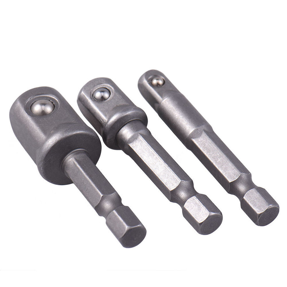 3Pcs 1/4" 3/8" 1/2" Impact Driver Tools Socket Adapter Drill BIts Set Hex Shank