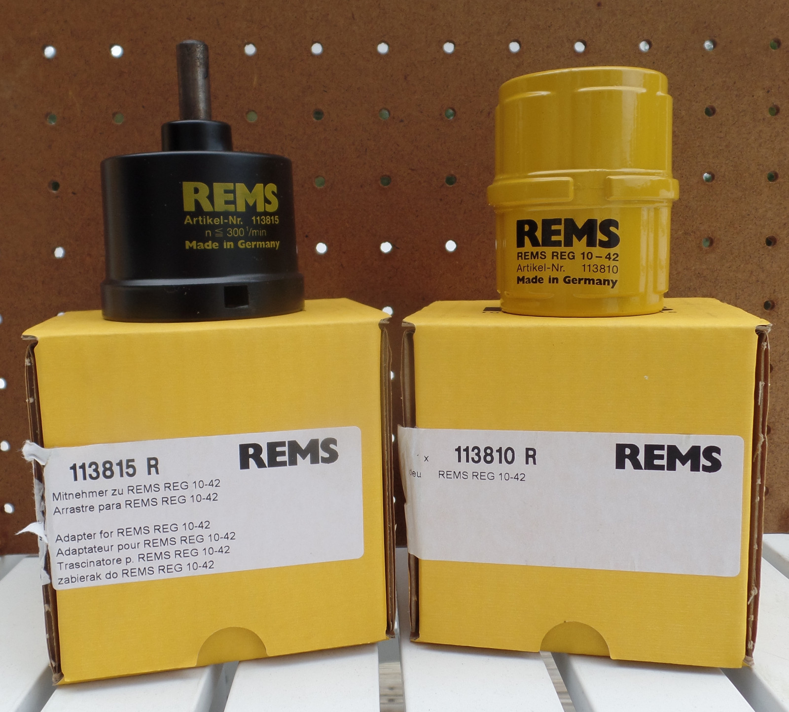 Three Industrial Pipe Deburring / Reaming tools with drill adapters 10-42mm REMS
