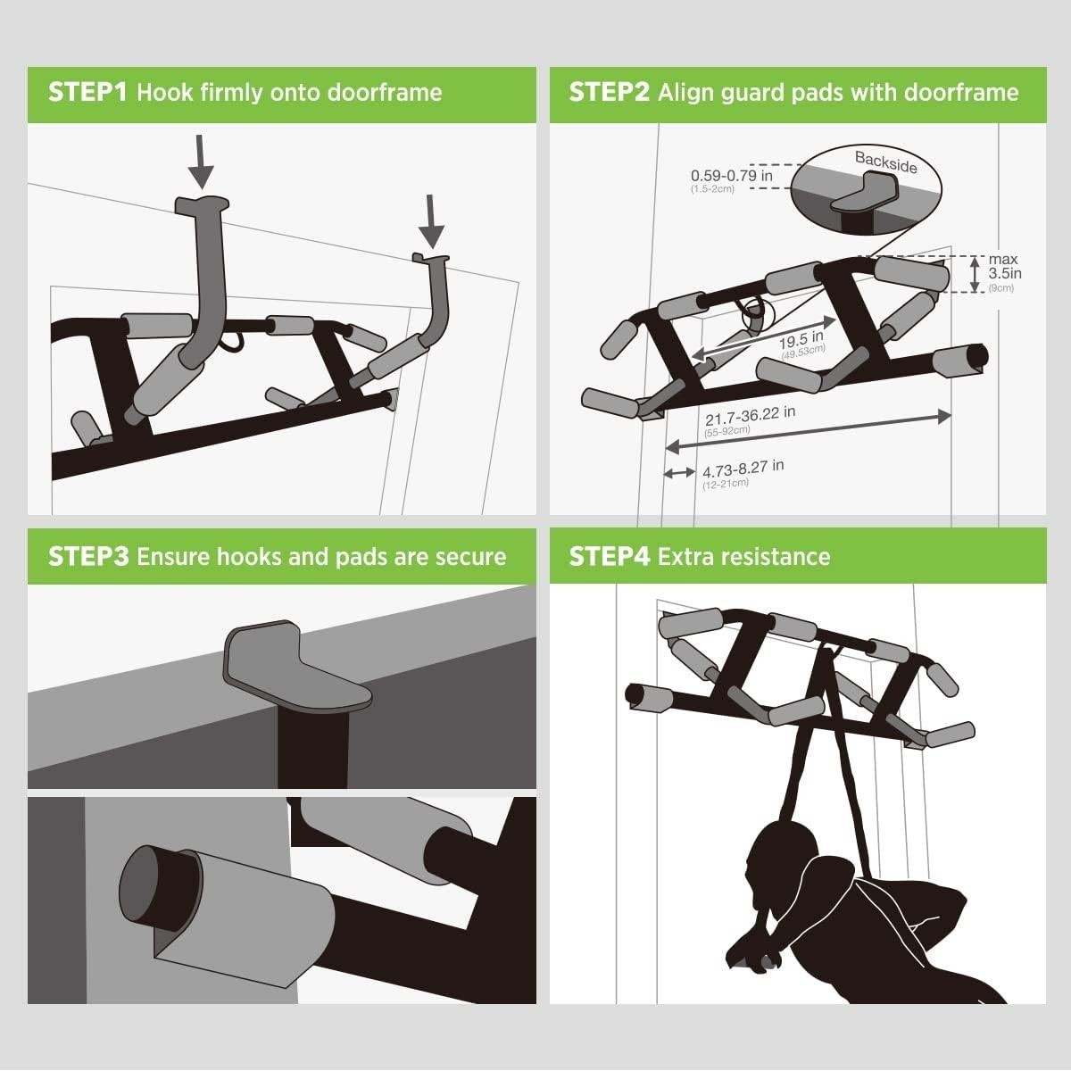 2025 Upgrade Multi-Grip Pull Up Bar with Smart Larger Hooks Technology - Pa...