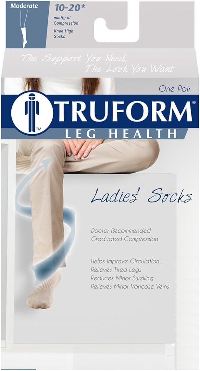 TRUFORM Comfort Casual Support Socks 10-20mmHg (Black) Medium