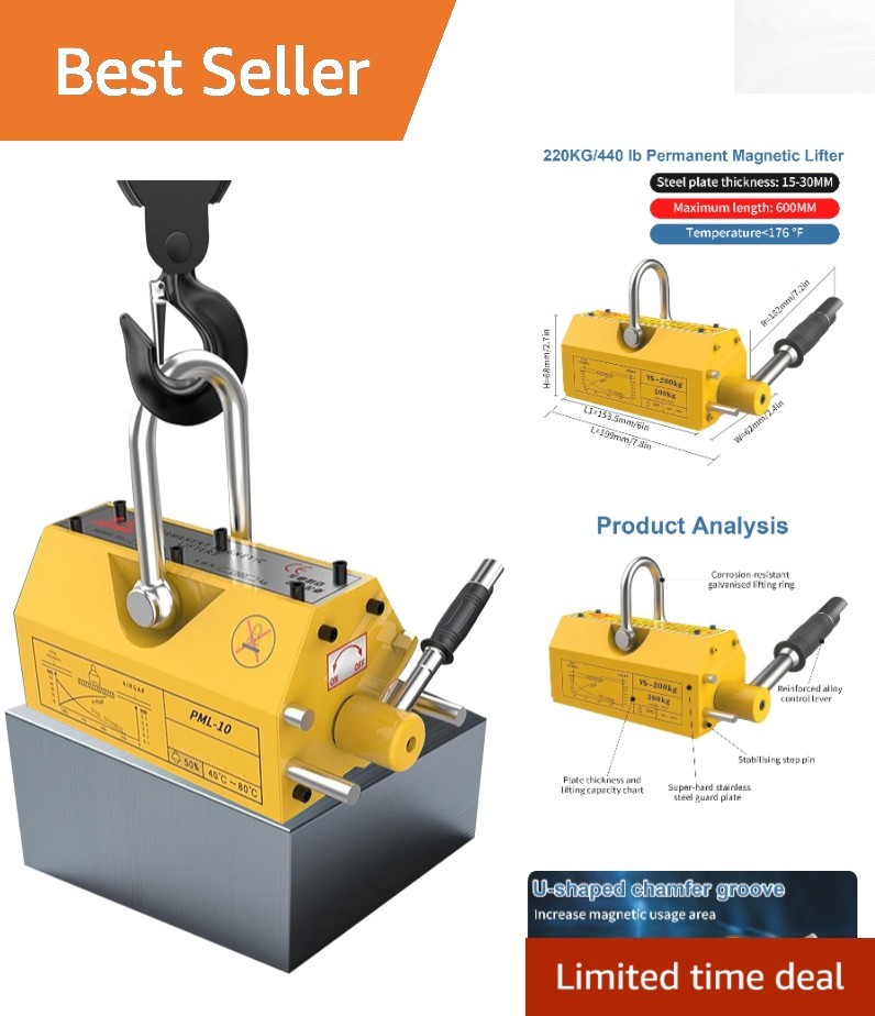 Robust 440 lb Magnetic Lifter with Chrome Hook – Effortless Lifting Solutions