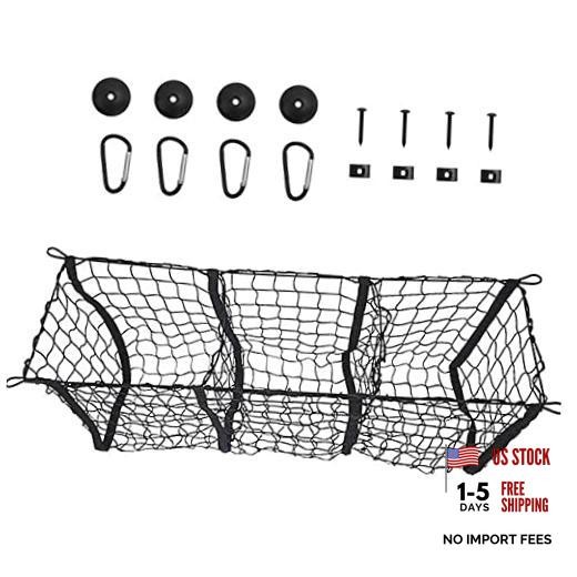 3 Pocket Trunk Cargo Organizer Storage Net, Adjustable 47.24 in / 120 cm