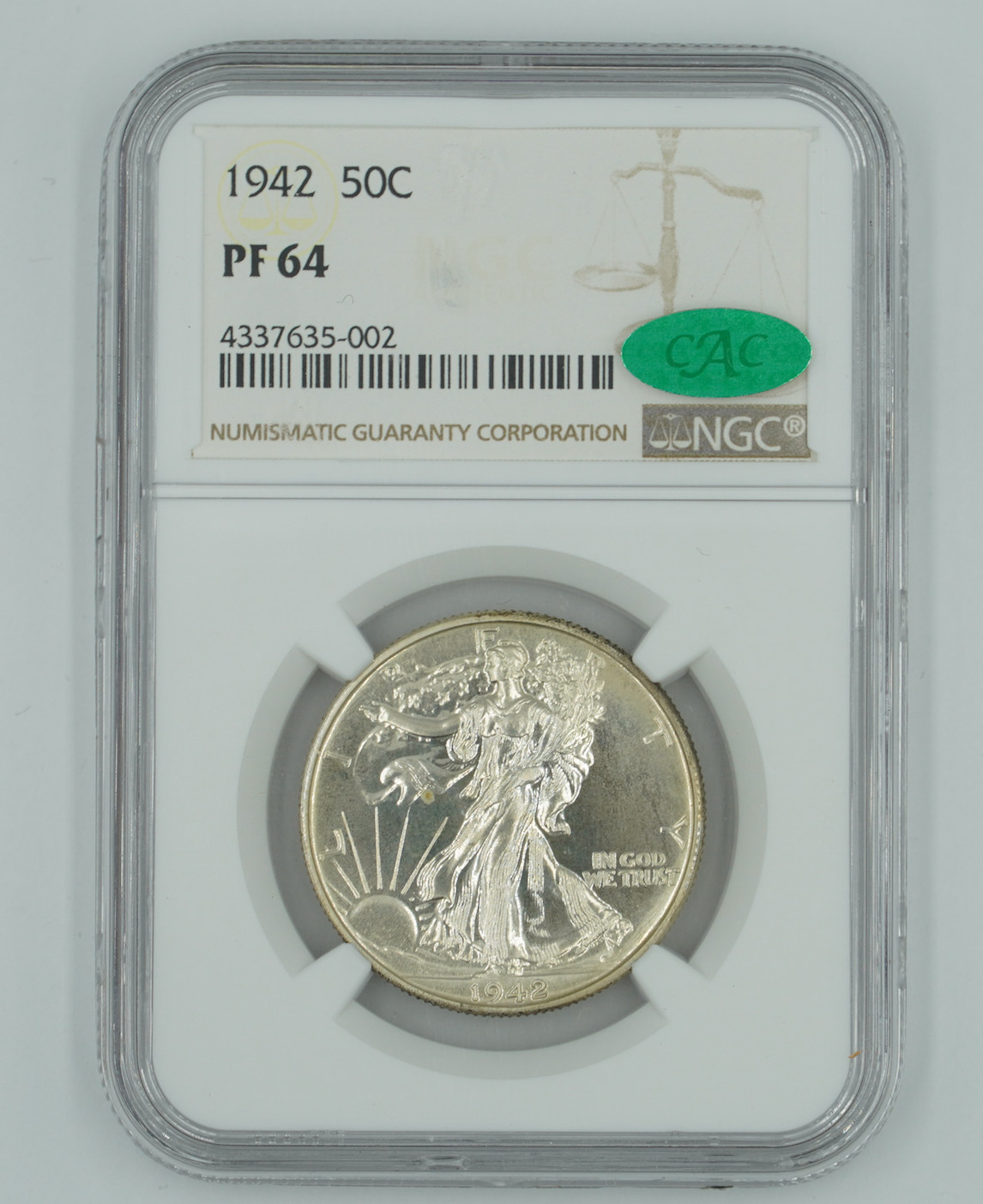 1942 NGC & CAC PF64 Walking Liberty Half Dollar