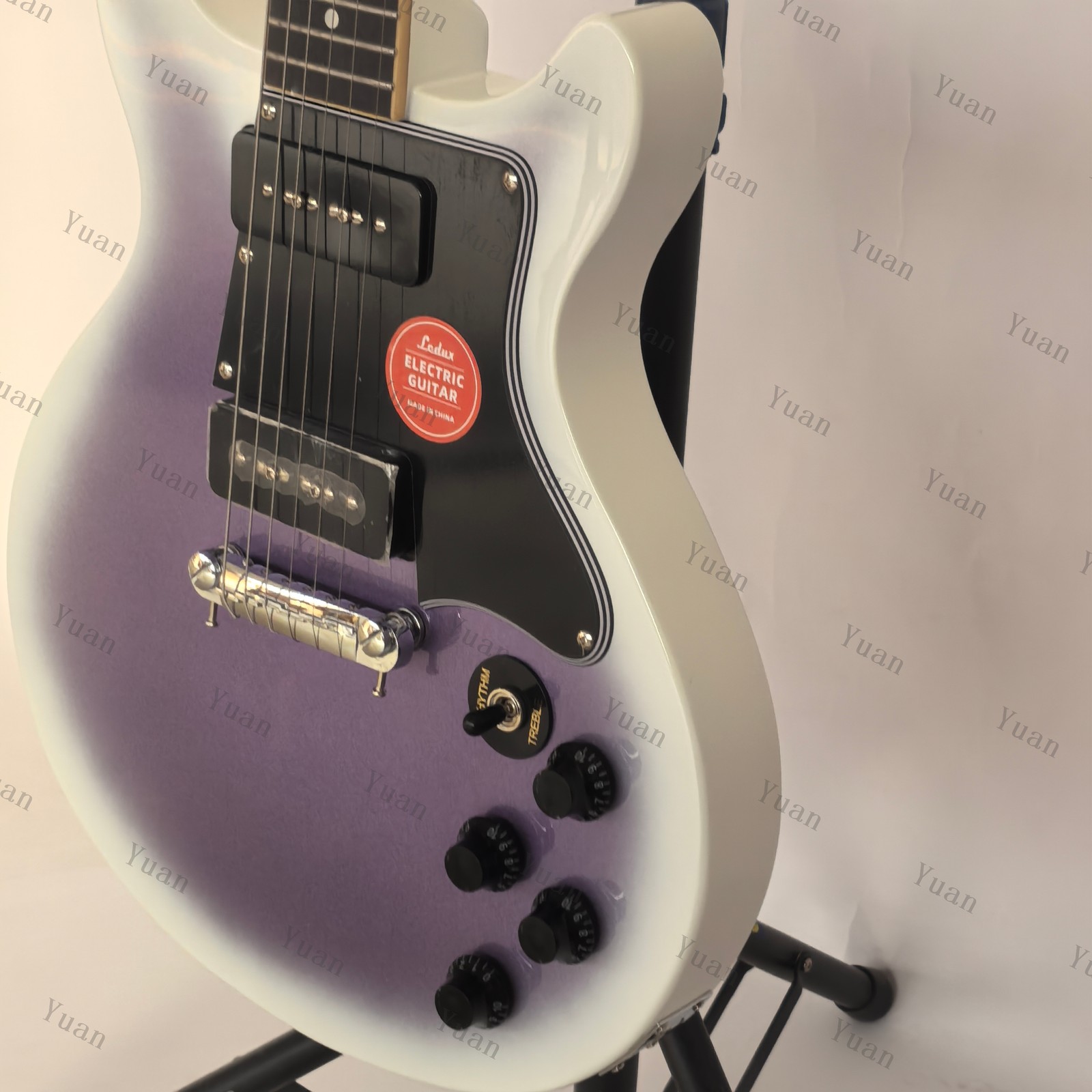 6 String Solid Electric Guitar Fixed Bridge P90 Hpickups Purple White Burst