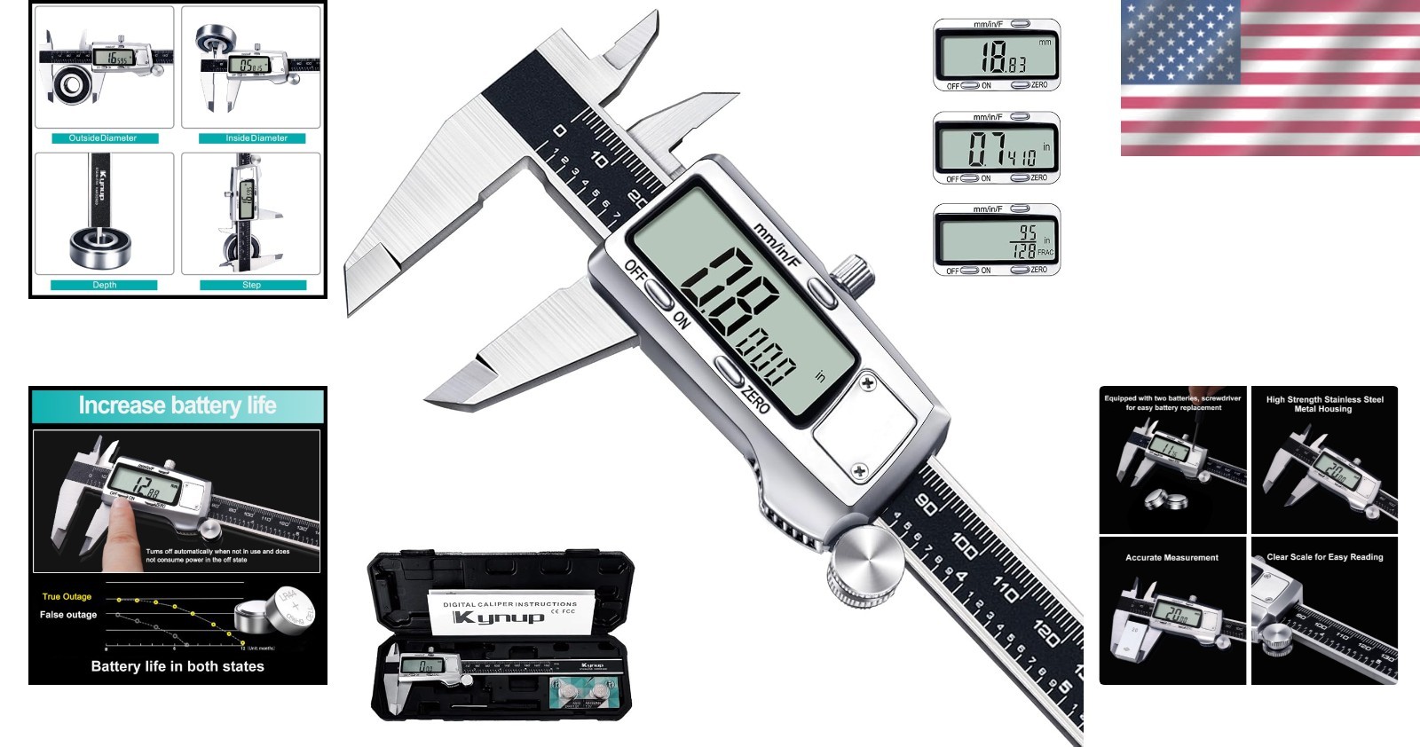 6-Inch Digital Caliper with 3 Units Conversion - Splash-Proof and Durable Design