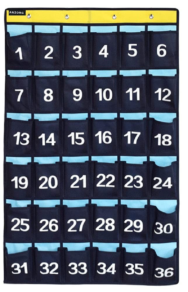 ANZORG Numbered Classroom Cell Phone Holder Storage Calculator Organizer Over...