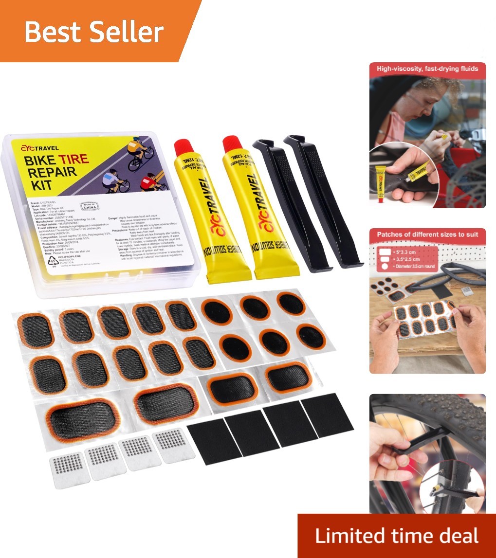 Ultimate Bike Patch Kit: 20 Durable Patches, Levers & Metal Rasps Included