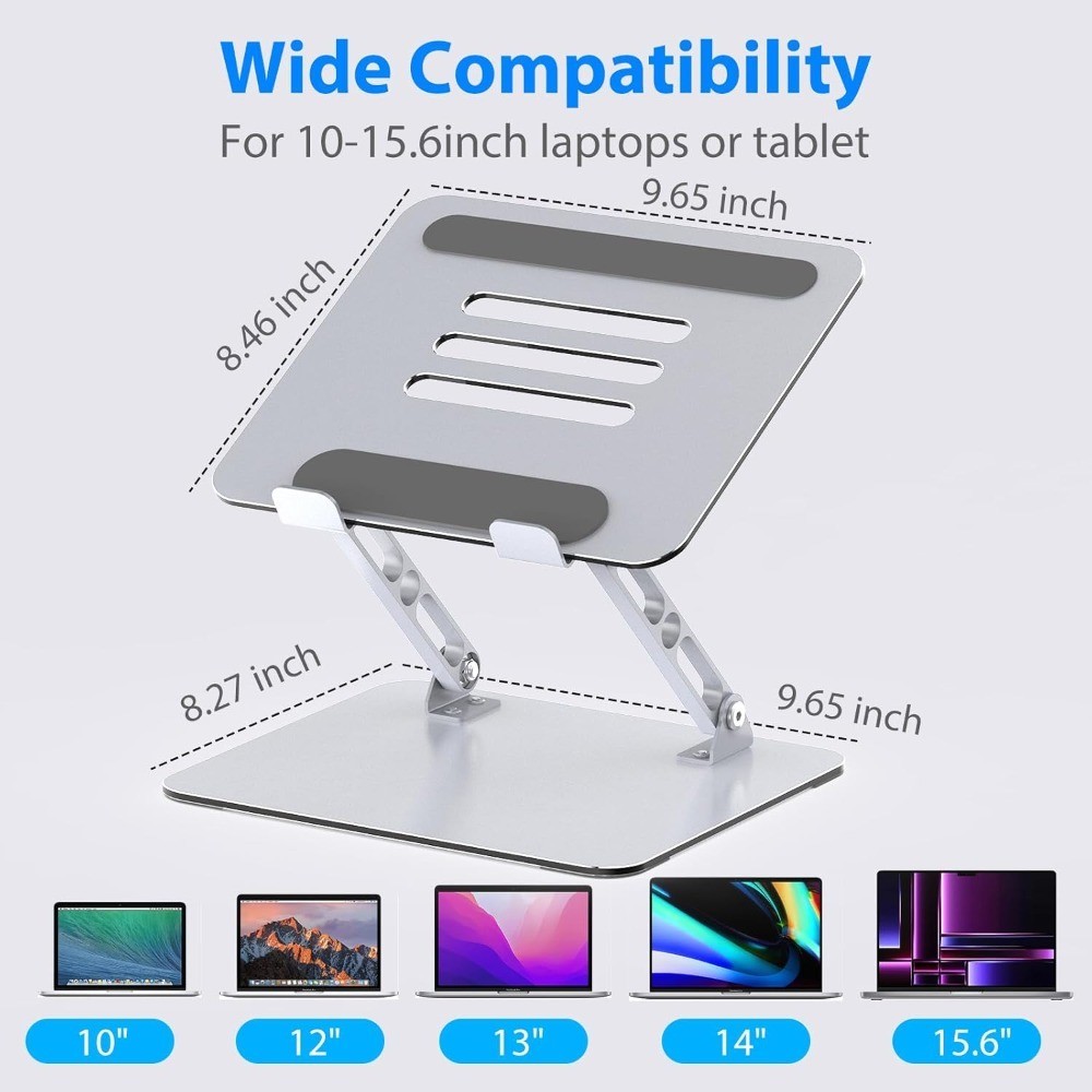 Laptop Stand for Desk, Adjustable Laptop Riser, Metal Foldable Computer Stand