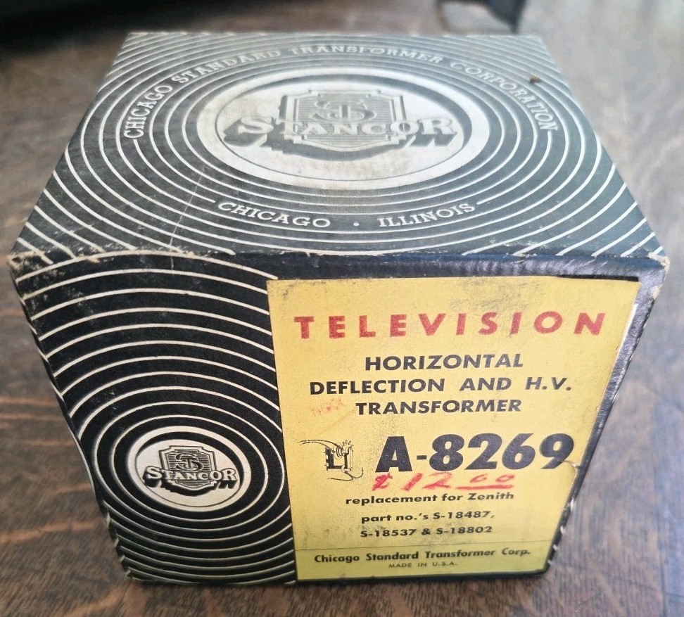 Vtg NOS Stancor TV Horizontal Deflection & H. V. Flyback Transformer A-8269