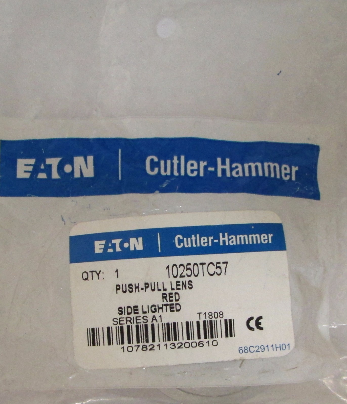 EATON CUTLER HAMMER 10250T C57 Red Side Lighted Push Pull Lens 10250TC57