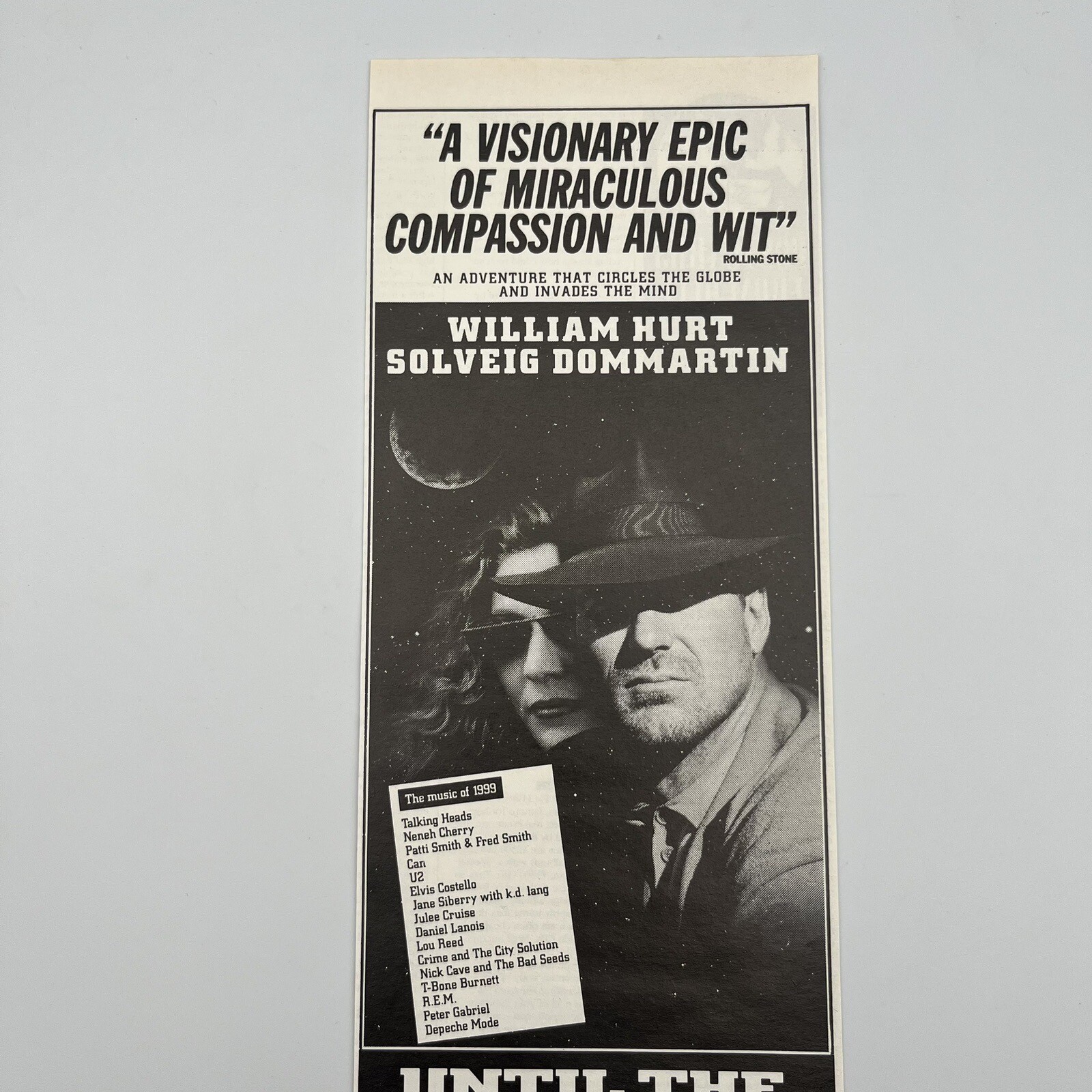 Until the End of the World 1992 UK Print Ad 4.5"x12.5" AD ONLY William Hurt