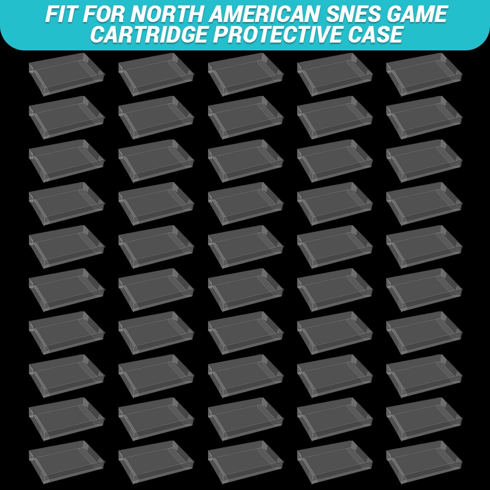 50PCS Clear Protector Storage Box for SNES Game Cartridge North American Version
