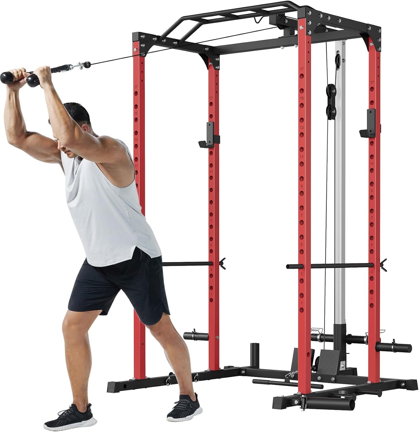 1200lbs Power Cage Multi-Function Squat Rack w/Pulley System Power Rack Training