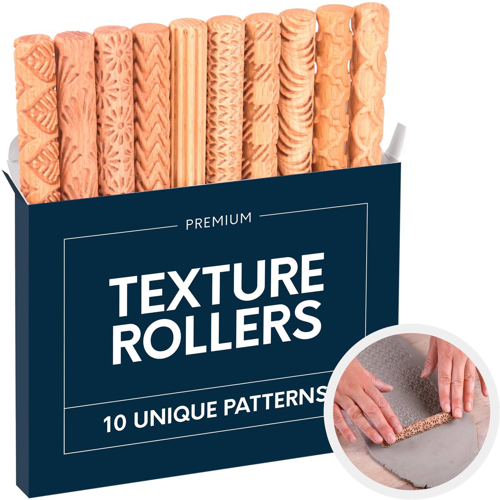 Byllstore Clay Texture Rollers | 10-Pack | 5 5" x 0.65", | x 0.65"