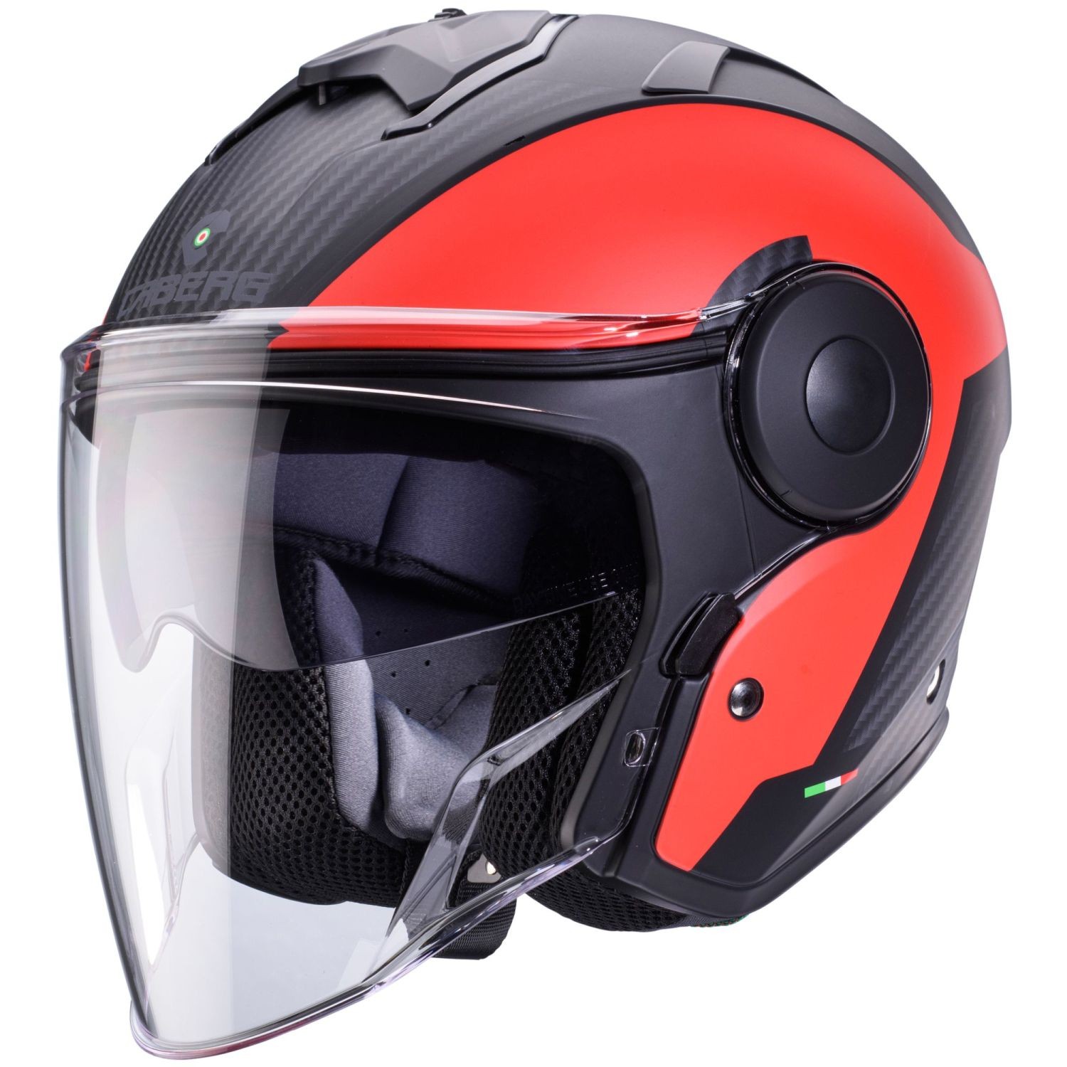 Caberg Open Face Helmet Soho Milano Matte Black/Red - Size XS
